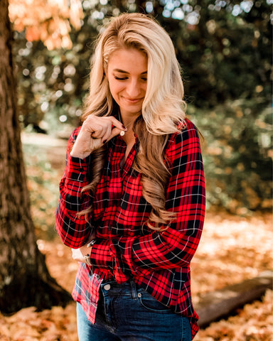 Lovers + Friends Red Plaid Flannel Button Up- Size S (sold out online)