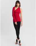 Marcella Red One Shoulder with Wrap Around Sleeve Top- Size L