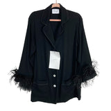 Sleeper Black Ostrich Feather Trim Pajama Set NWT- Size L