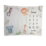 Evergreen Safari Animals Liam 12 Months Announcement Baby Blanket