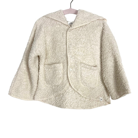 Oh Baby Cream Fuzzy Snap Up Hooded Jacket- Size 6-12M