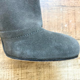 Pre-Owned Chanel Dark Gray Glitter Suede with Chain Trim Booties- Size 40 (see notes)