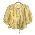 Blu Pepper Yellow Eyelet Button Front Adjustable Waist Top- Size M