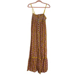 Free People Mustard Floral Button Front Exposed Back Dress- Size S