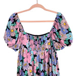 Storia Black Pink Purple and Blue Floral Dress- Size M