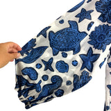 H&M White and Blue Shell/Seahorse/Turtle Print Semi-Sheer Side Slits Dress- Size XXL (sold out online)