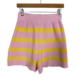 No Brand Pink and Yellow Striped Open Knit Shorts Set- Size M (See Notes)