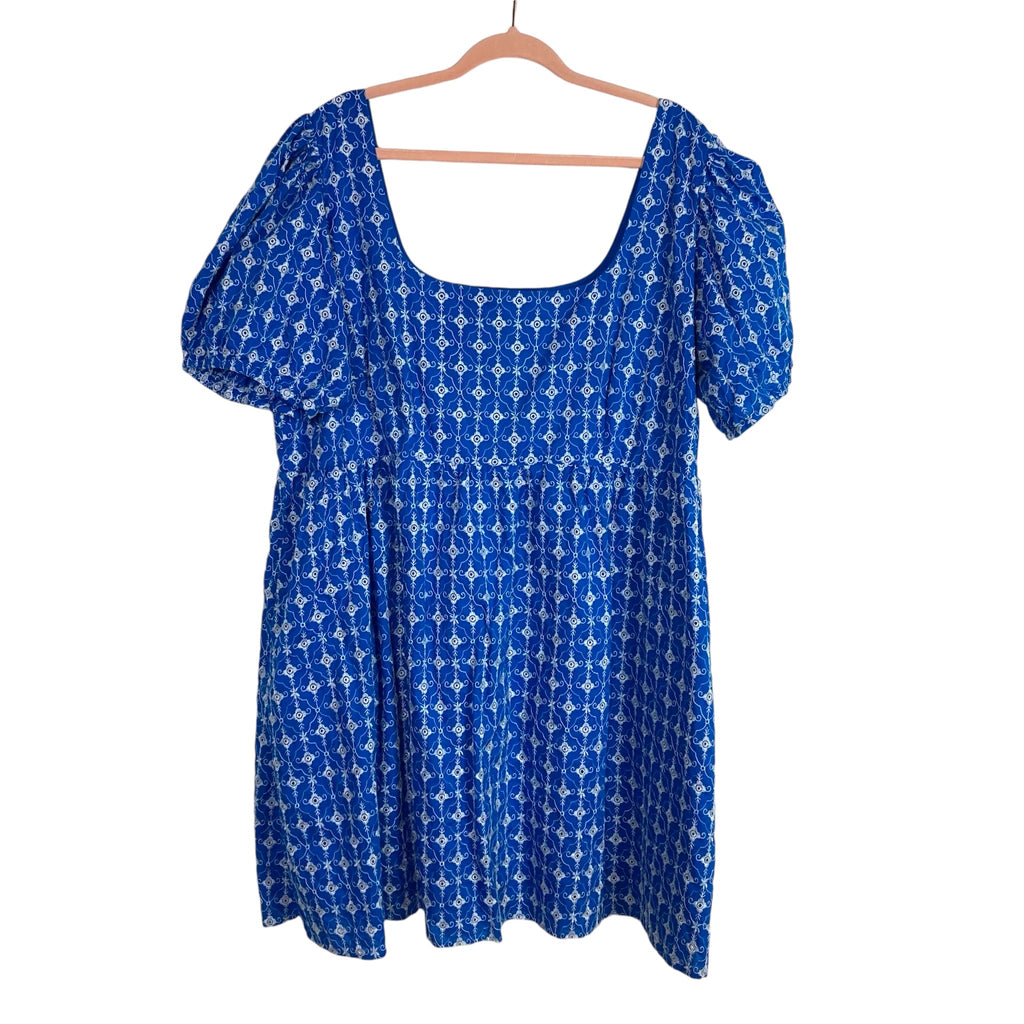 RHODE x Target Blue Embroidered Eyelet Lined Puff Sleeve Dress- Size 2 –  The Saved Collection