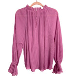 Impressions Pink Pleated Ruffle Mock Neck Top- Size M (sold out online)