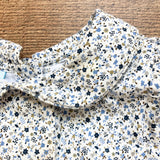 Annafie Blue/Mocha Floral Print with Button Detail and Back Bow Smocked Dress- Size 4Y (see notes)