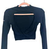 Alo Black Ribbed Mock Neck Back Cutout Long Sleeve Top- Size ~S (no size tag, fits like S)