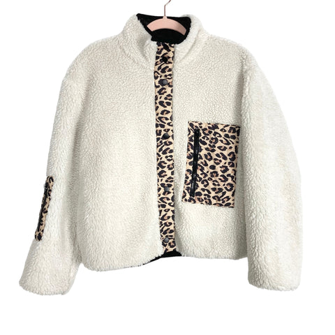 Rails Cream/Animal Print Sherpa Jacket- Size M