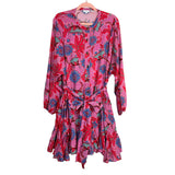 Rhode Pink Polka Dot Floral Printed Button Up Belted Dress- Size XL (sold out online)