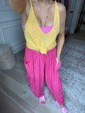 Free People Pink Linen Blend Wide Leg Quinn Pants NWT- Size XS (Inseam 21”)