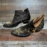 Chloe Black Studded Leather Buckle Ankle Booties- Size 39 (see notes)