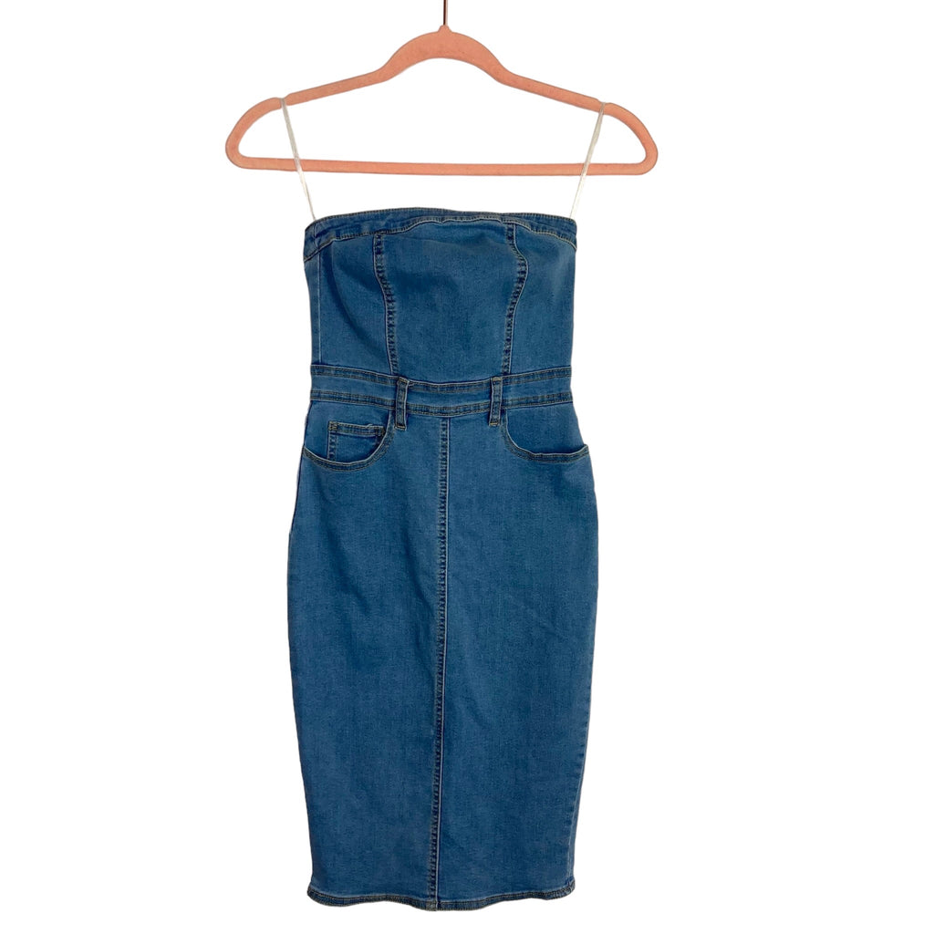 MESHKI Strapless Denim Dress- Size XS – The Saved Collection