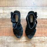 Steve Madden Black Ricki Suede Platform High Heel Sandals- Size 7 (see notes)
