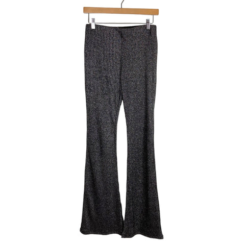 ZARA Trafaluc Black/Silver Metallic Ribbed Pull On Flare Pants- Size S (Inseam 33”, we have matching top)