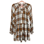 Show Me Your Mumu Brown Cream Plaid Dress NWT- Size M