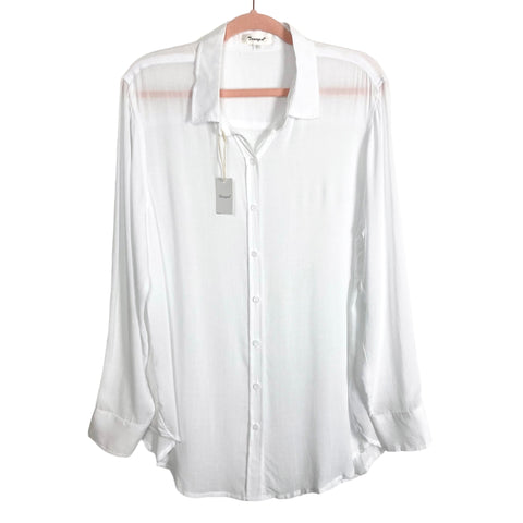 Tousyea White Button Up Sheer Top/Cover Up NWT- Size S