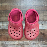Crocs Magenta Sparkle Fleeced Lined Shoes - Size 9 Kids