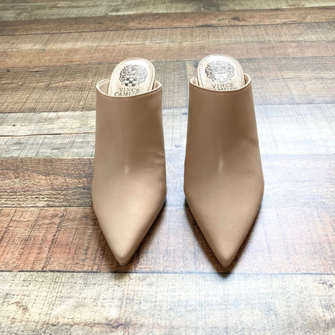 Vince Camuto Sandstone Super Soft Leather Heeled Mules- Size 7 (BRAND NEW CONDITION)