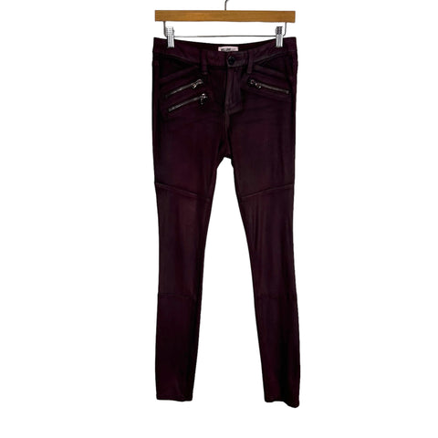 Wiliam Rast Founded by Justin Timberlake & Trace Ayala Wine Suede Zipper Pocket Leggings- Size 26 (Inseam 30”)