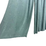 Chatoyant Blue Embroidered Flowers Gauze with Smocked Elastic Waist Wide Leg Pants- Size S