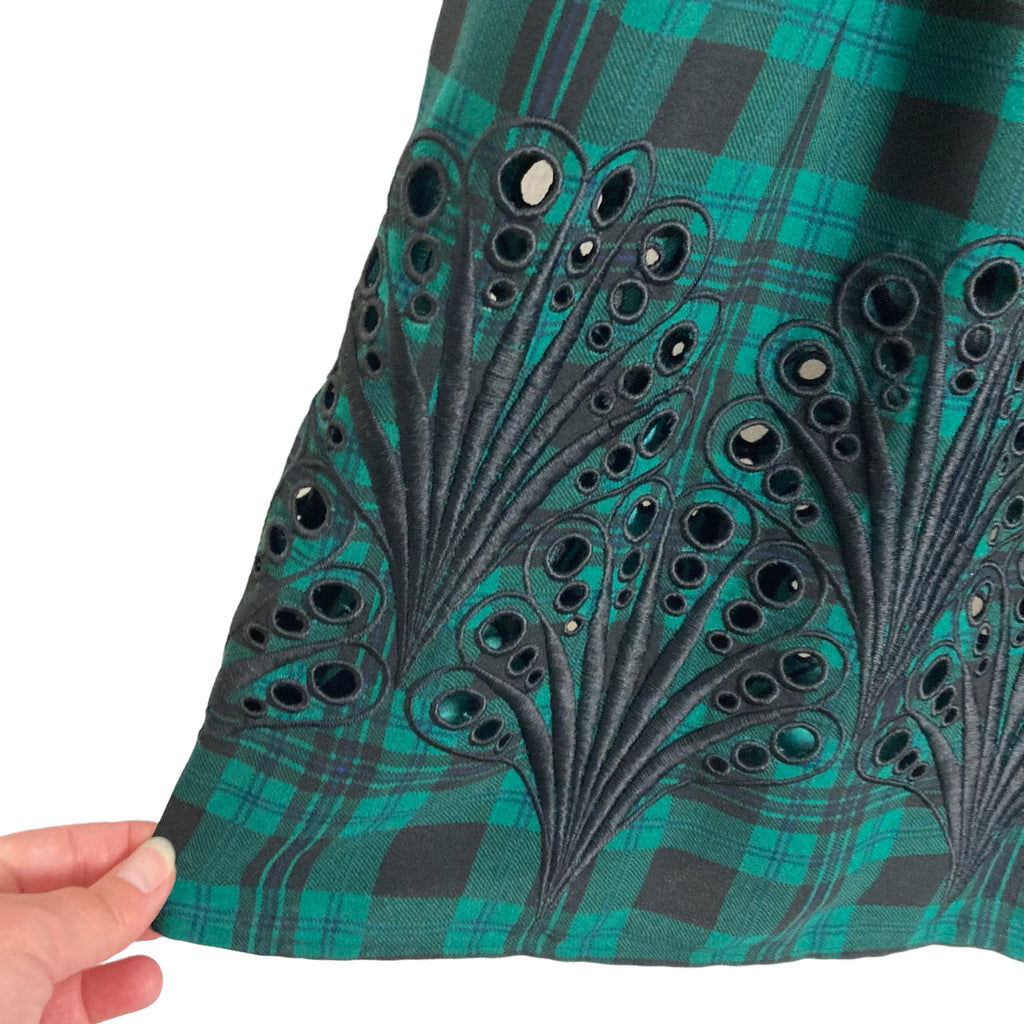 Draper James Black and Green Plaid Off the Shoulder Belted Eyelet Hem The Saved Collection Draper James Black and Green Plaid Off the Shoulder Belted Eyelet Hem The Saved Collection