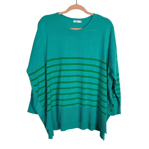 Mersea Teal/Green Stripe Top - Size OS