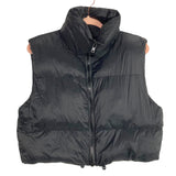 Fashion Black Puffer Drawstring Hem Vest- Size M