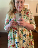 Tuckernuck Cream with Multi-Color Floral Print Button Up Royal Shirt Dress- Size XXXL (sold out online)