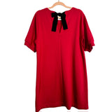 Free Assembly Bright Pink with Back Black Ribbon Tie and Cut Out Sweatshirt Dress- Size L (see notes)