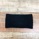 Betsey Johnson Black Ribbed Knit with Black Beads Ear Warmer Headband