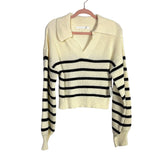 Altar'd State White and Black V-Neck Collared Sweater NWT- Size S