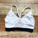 Nike White and Black Mesh Back Sports Bra- Size S