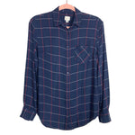 A New Day Navy/Red/White Plaid Flannel Button Up- Size XS (sold out online)