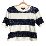 J Crew Cream with Navy Sequins Top NWT- Size XS