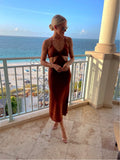 Petal & Pup Rust Knit Cutout Halter Tie Dress- Size 4 (sold out online)