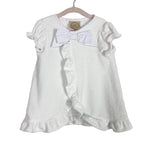 The Beaufort Bonnet Company White Terry Cloth with Bow Ruffle Cover Up- Size 2T