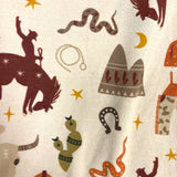 Caden Lane Tan Cowboy Print Two Piece Pajamas- Size 3T (see notes, sold as a set)