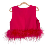 La'Ros Hot Pink Feather Trim Top NWT- Size M