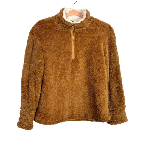 No Brand Brown and Cream Faux Fur Pullover- Size S