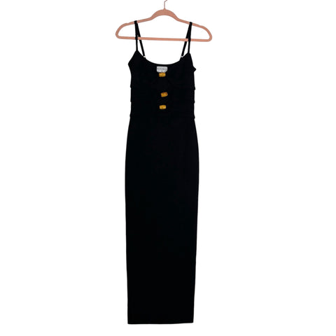 RUNAWAY Black Knit Front Cutout Beaded Back Slit Dress- Size S/4