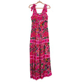 Beach Riot Pink Floral Print Tie Strap Maxi Dress - Size L