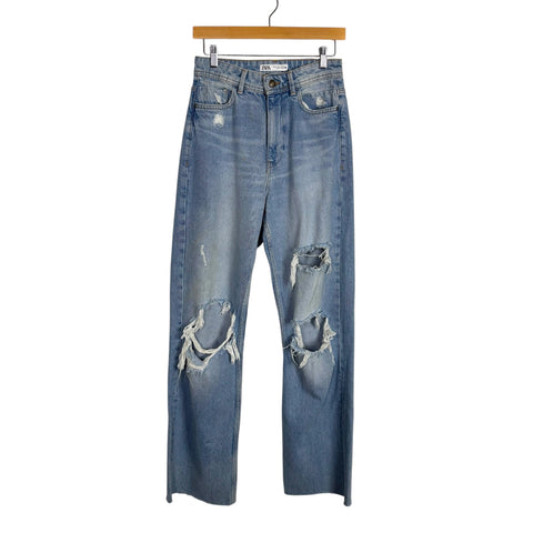 Zara Distressed Light Wash Jeans  - Size USA 4 (Inseam 29" - See Notes)
