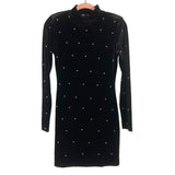 ZARA Black Velvet Pearl Shoulder Padded Dress- Size M