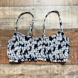 Topshop Black Floral Smocked Bikini Top NWT- Size US 6