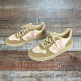 Veja White, Beige, and Pink Leather Suede Sneakers- Size 6