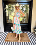 AURA Multi-Color Stripe/Pattern Such a Dreamer Smocked Midi Dress- Size XS (sold out online)